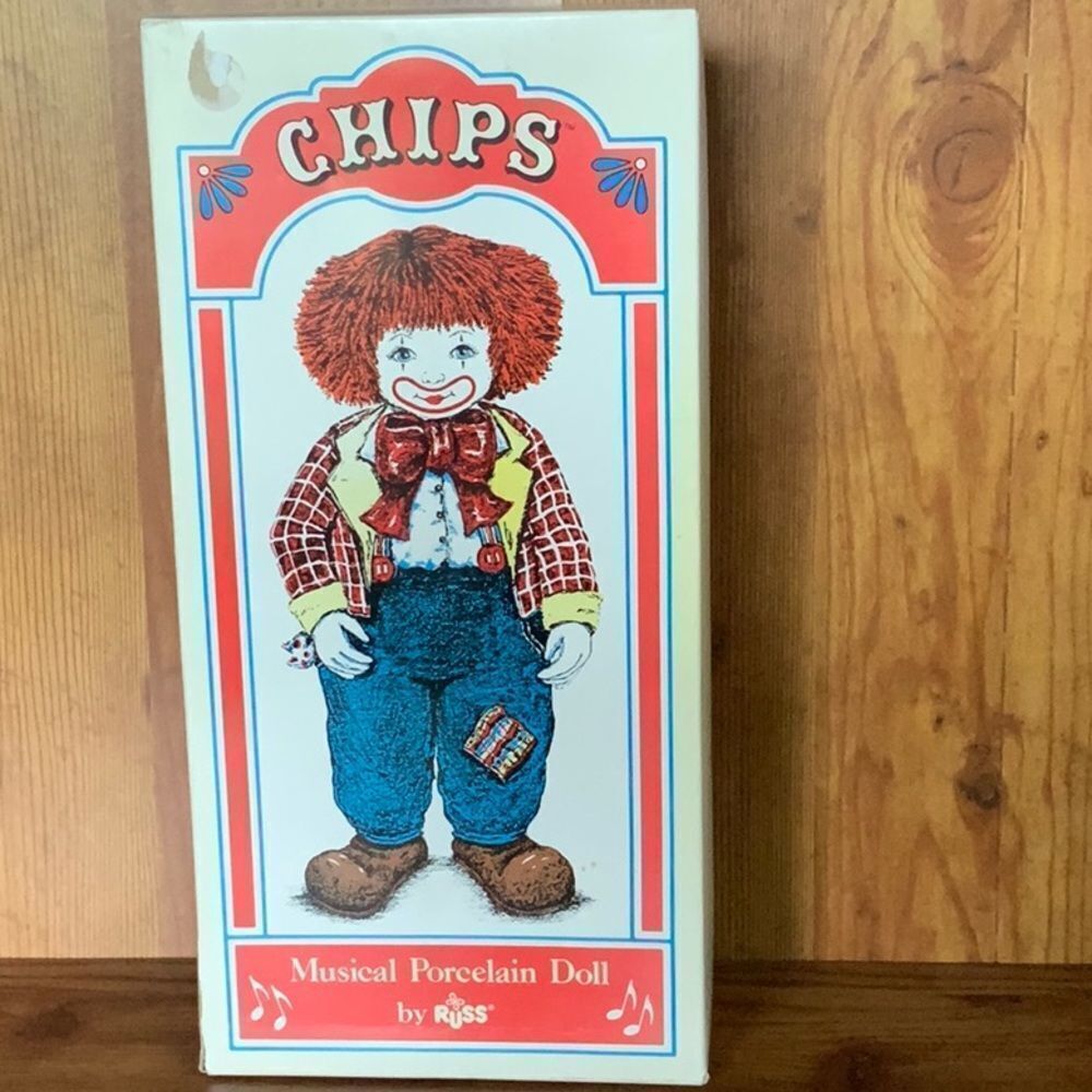 Chips Musical Porcelain Doll by Russ Send in the‎ Clowns style no. 4559